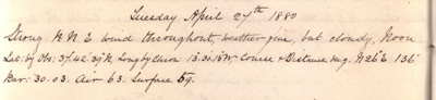 27 April 1880 journal entry